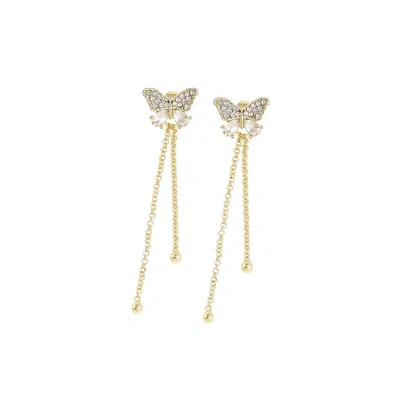 Sohi Women's White Butterfly Drop Earrings In Gold