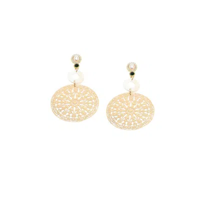 Sohi Women's White Celestrial Filigree Drop Earrings