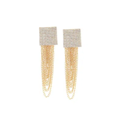 Sohi Women's White Chain Drop Earrings In Gold