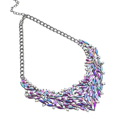 Sohi Women's White Cluster Foliage Statement Necklace In Purple