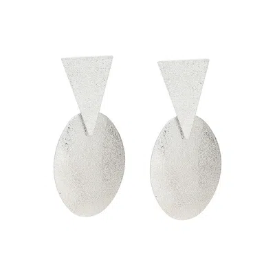 Sohi Women's White Dented Drop Earrings