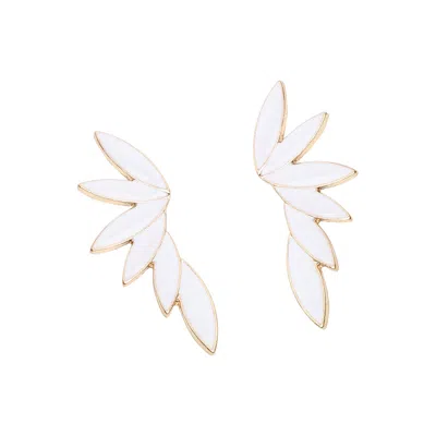 Sohi Women White Drop Earrings In Gold