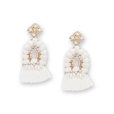 Sohi Women White Drop Earrings In Silver