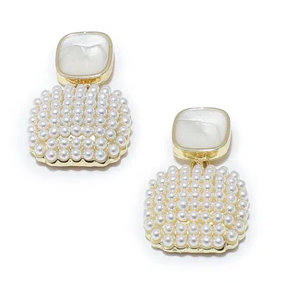 Sohi Women's White Embellished Drop Earrings