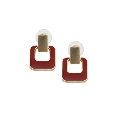 Sohi Women's White Geometric Drop Earrings In Red