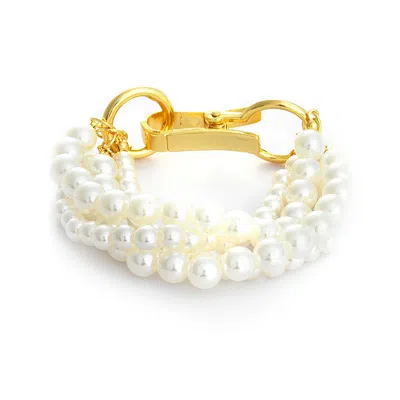 SOHI WOMEN'S WHITE PEARL STRAND BRACELET