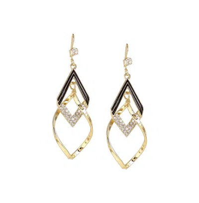 Sohi Women's White Rhombus Drop Earrings In Gold
