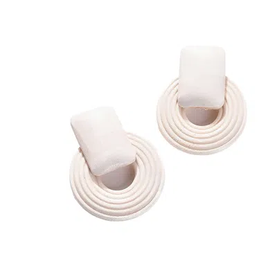 Sohi Women's White Ribbed Drop Earrings