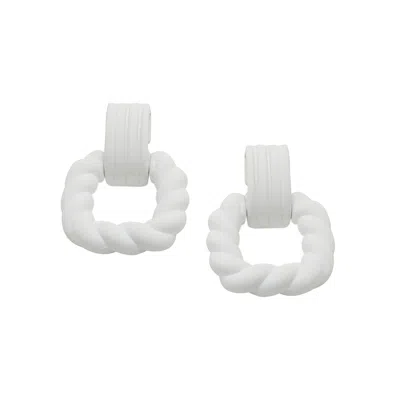 Sohi Women's White Rope Drop Earrings