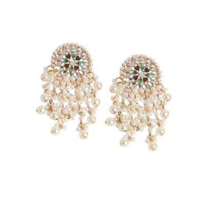 Sohi Women's White Royal Drop Earrings