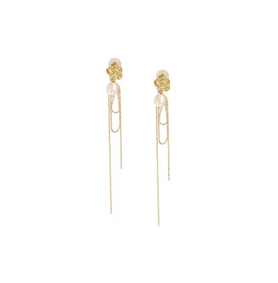 Sohi Women's White Sleek Drop Earrings