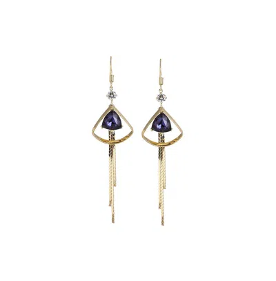 Sohi Women's White Sleek Drop Earrings In Blue