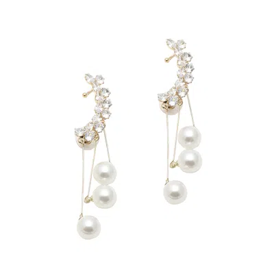 Sohi Women's White Snowball Drop Earrings