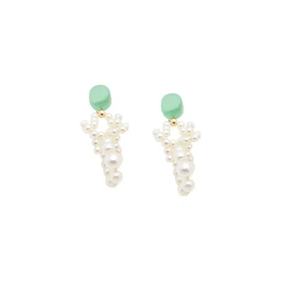 Sohi Women's White Snowball Drop Earrings