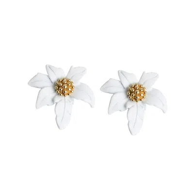 Sohi Women's Wild Flower Stud Earrings In White