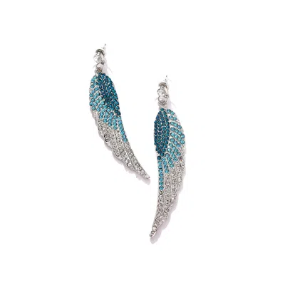 Sohi Women's Winged Drop Earrings In Blue