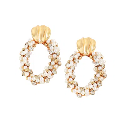 Sohi Women's Wreath Drop Earrings In Gold