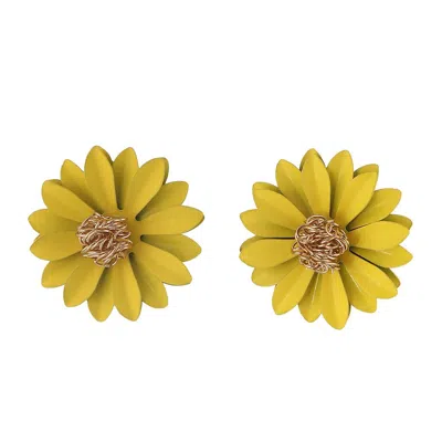 Sohi Women's Yellow Sunflower Stud Earrings