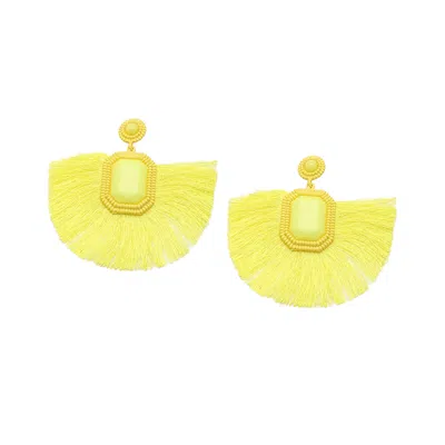 Sohi Women's Yellow Tassel Drop Earrings