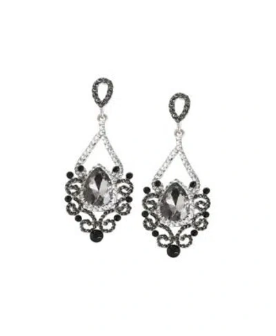 Sohi Womens Blue Dazzling Drop Earrings In Silver