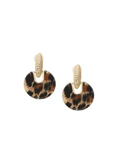 Sohi Womens Brown Textured Circular Drop Earrings