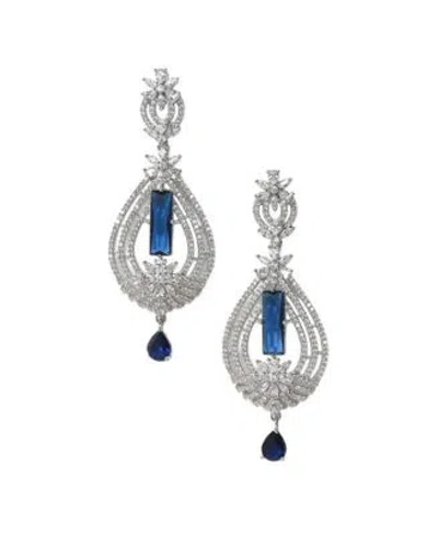 Sohi Womens Crystal Drop Earrings In Blue