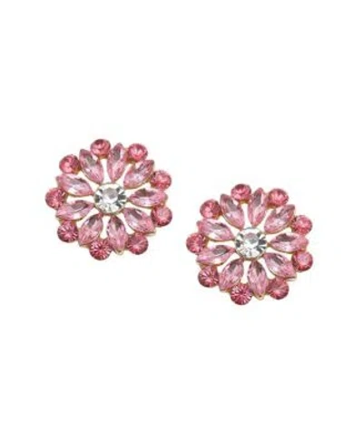 Sohi Womens Flower Stud Earrings In Pink