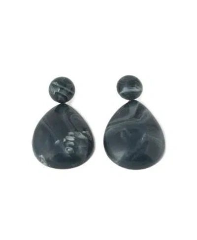 Sohi Womens Grey Textured Teardrop Earrings