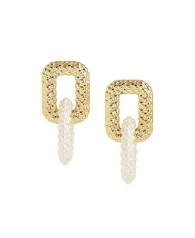 Sohi Womens White Link Drop Earrings