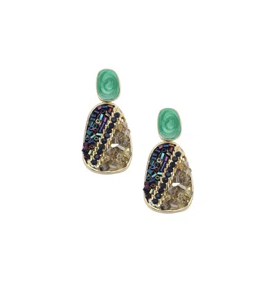 Sohi Zanzibar Drop Earrings In Green