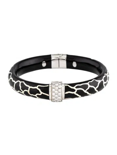 Pre-owned Soho 18k Diamond & Enamel Bangle Bracelet, 6.5" In Multicolor