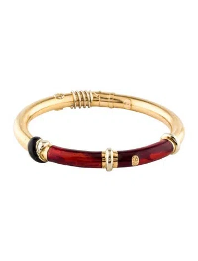 Pre-owned Soho 18k Enamel Hinge Bangle Bracelet, 6.5" In Multi