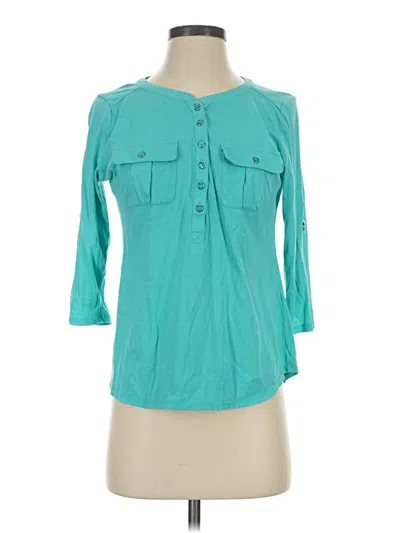 Pre-owned Soho 3/4 Sleeve Button Down Shirt In Teal