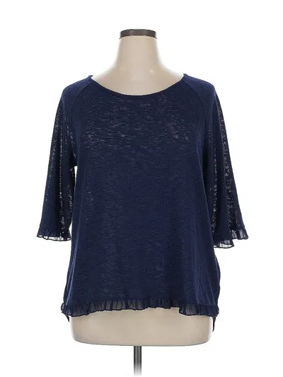 Pre-owned Soho 3/4 Sleeve Top Blue Crew Neck Tops