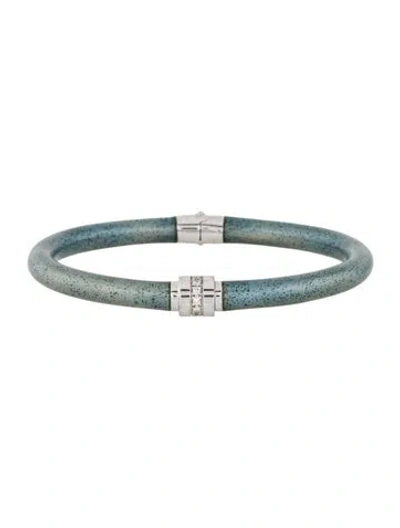 Pre-owned Soho Diamond & Enamel Bangle Bracelet, 6.5" In Blue