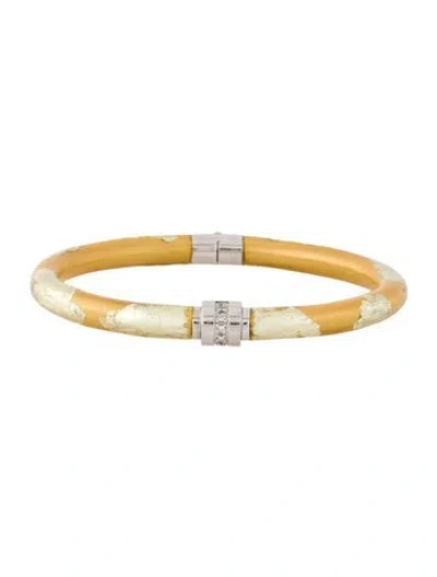 Pre-owned Soho Diamond & Resin Hinged Bangle, 6.75" In Multi