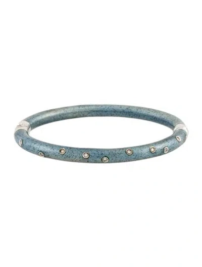 Pre-owned Soho Diamond Enamel Hinged Bangle, 6.5" In Blue