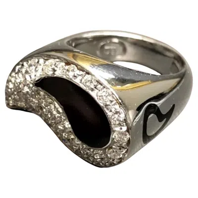 Pre-owned Soho Estate  Italian 18k Diamond Black Enamel Yin Yang Paisley Cocktail Ring Sz 7