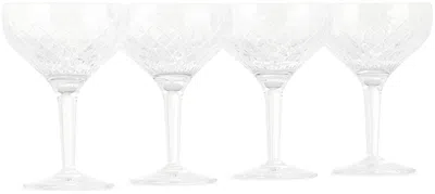 Soho Home Barwell Champagne Coupe Set, 4 Pcs In Cut Crystal