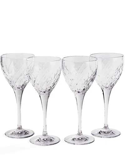 Soho Home Barwell Crystal Set Of Four Wine Glasses In Transparent