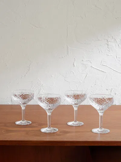 Soho Home Barwell Set Of Four Crystal Champagne Glasses In Transparent