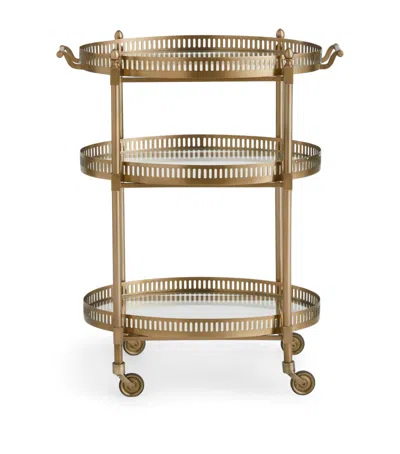 Soho Home Brass Oval Bar Cart In Gold