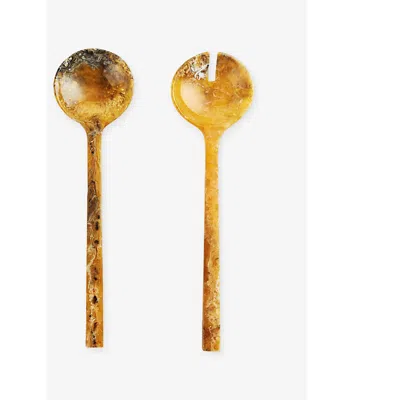 Soho Home Brown Henrietta Marble-effect Resin Salad Servers Set Of Two