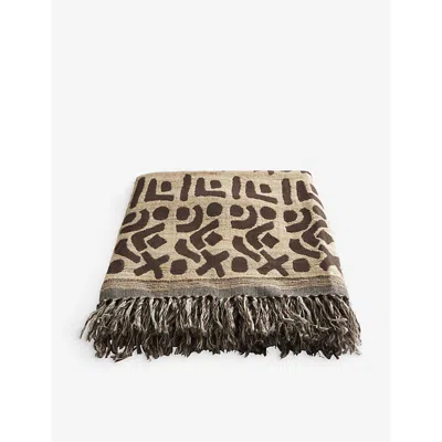 Soho Home Veda Abstract-pattern Silk And Wool Blend Throw 140cm X 200cm Brown