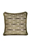 Soho Home Erin Geometric-pattern Fringed Cushion In Green