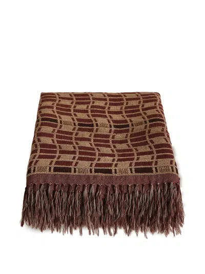 Soho Home Erin Geometric-pattern Fringed Throw In Brown