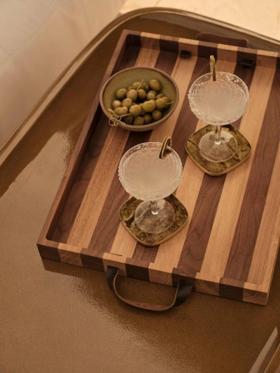 Soho Home Forest Stripe Tray In Brown