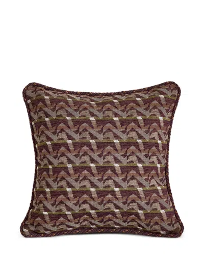 Soho Home Fulton Patterned Rope-trim Cushion In Brown