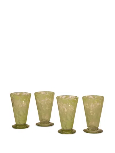 SOHO HOME GREEN CONFETTI-EFFECT GLASSES (SET OF FOUR)