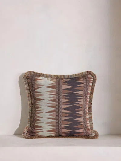 Soho Home Irving Fringed Square Cushion In Brown